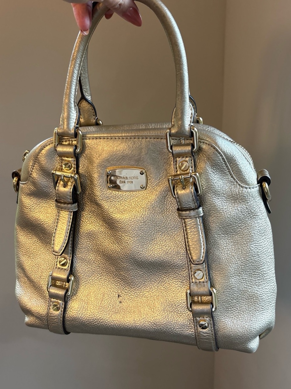 Michael Kors Bedford Metallic Gold Leather Satchel